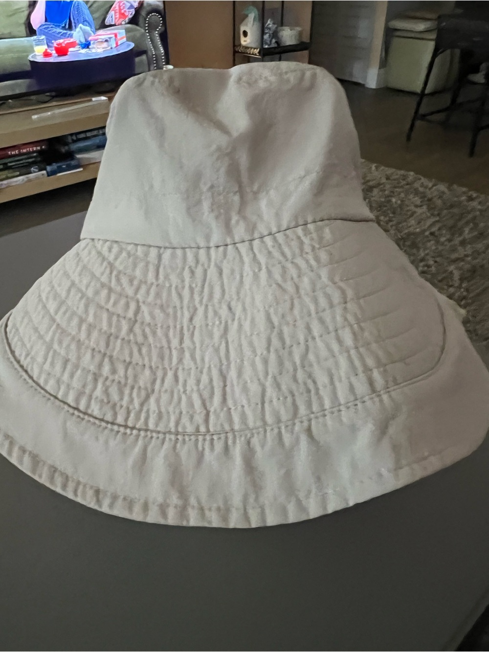 Light Beige Quilted Bucket Hat UV protection
